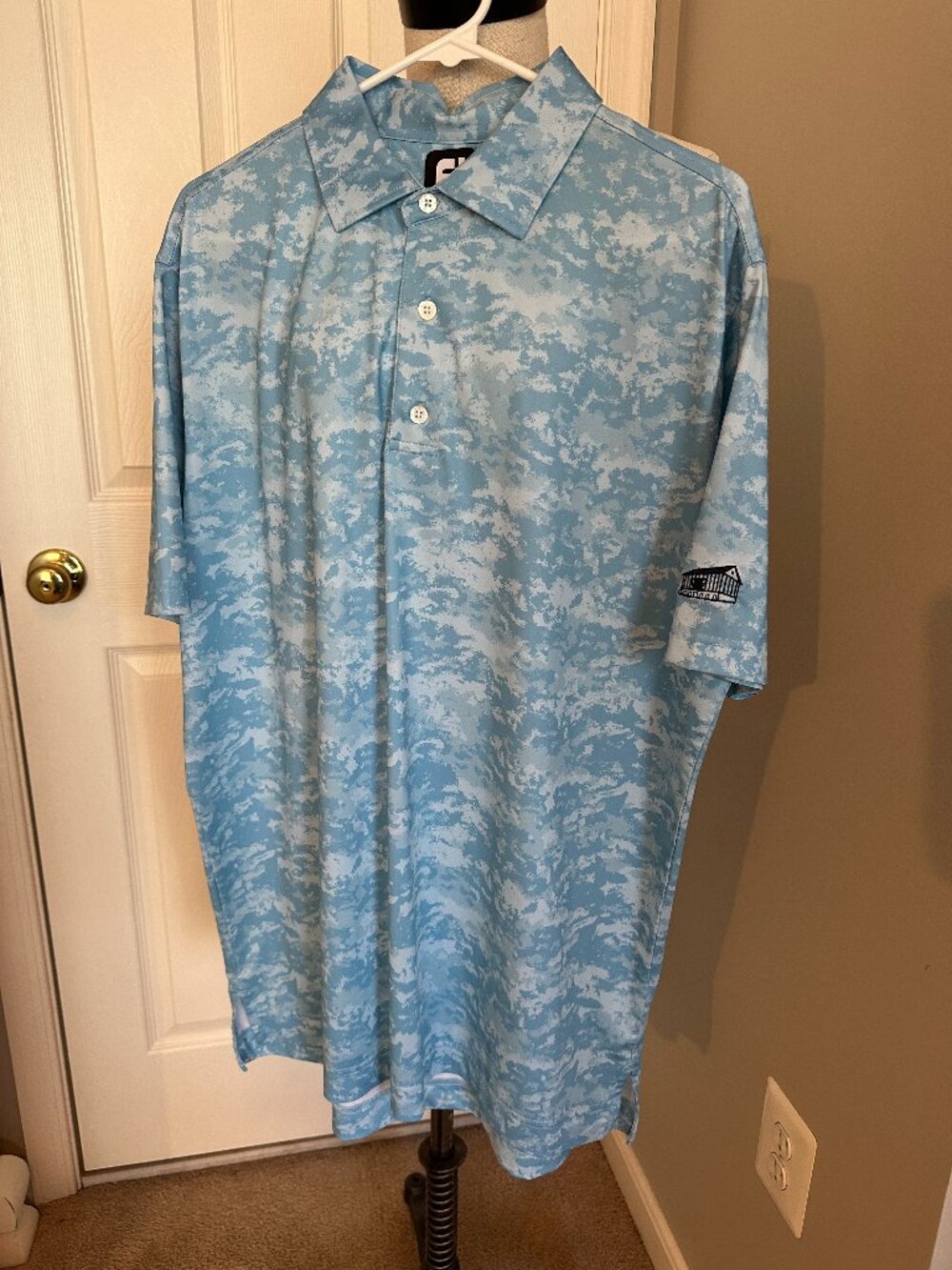 Mens FootJoy Golf Polo Aqua Camo Light Blue Size L